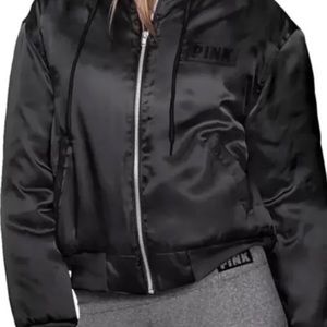 Victoria’s Secret Satin Bomber Jacket w/removable Hood